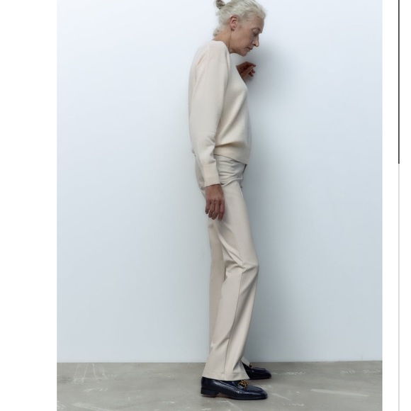 ZARA faux leather flared slit slim fit pants size 27 (4) - Picture 4 of 7